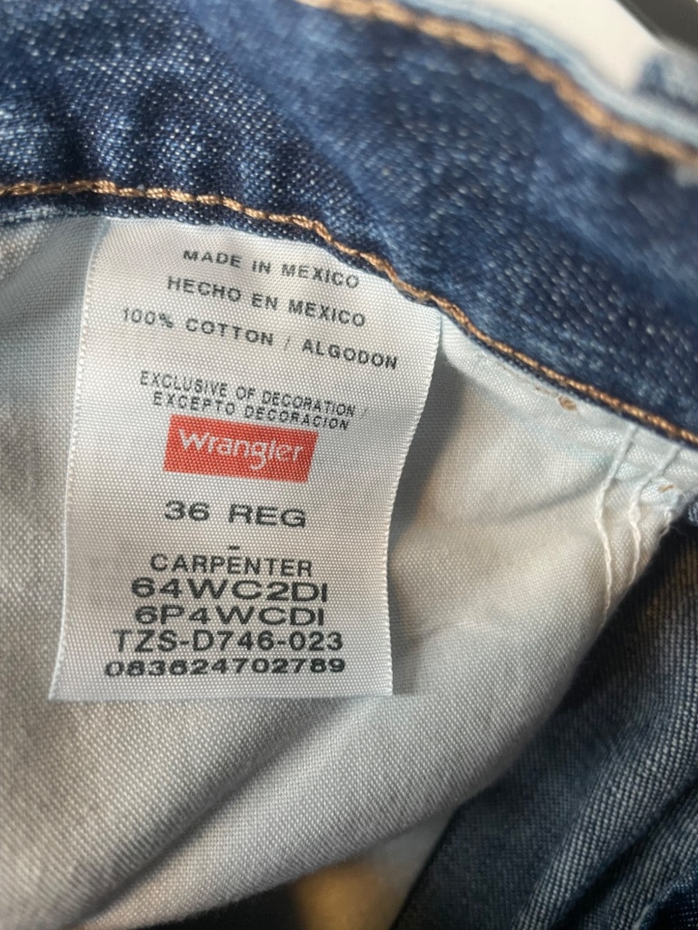 WRANGLER MENS DARK BLUE CARPENTER DENIM JEANS SHORTS 10” INSEAM SIZE 36 - Picture 6 of 6